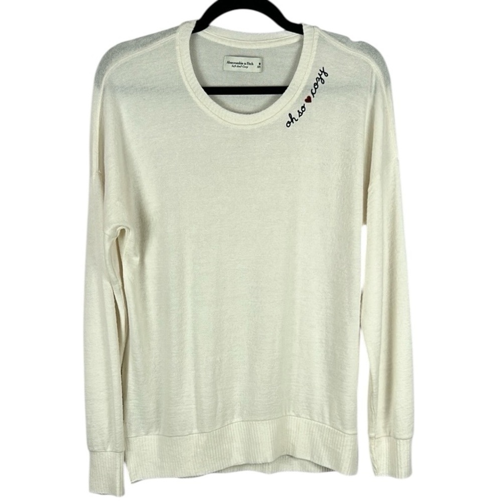 Abercrombie & Fitch Soft Oh So Cozy Casual Crew Neck Knit Sweater Medium Cream